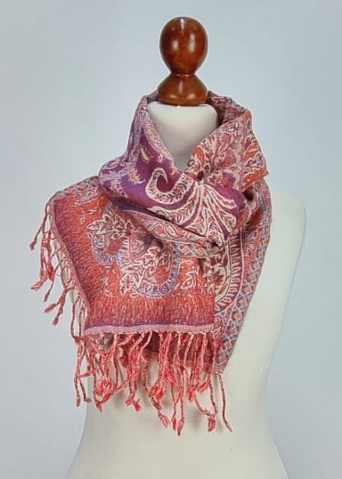 Julita  - schmaler Jamawar Schal  aus Merinowolle 