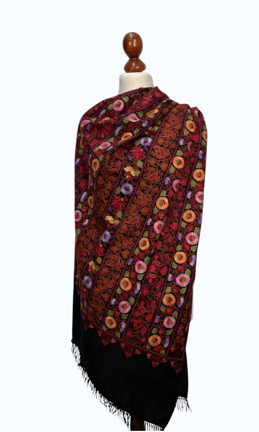 Mohini - großer Kaschmirschal  mit Ari Bestickung