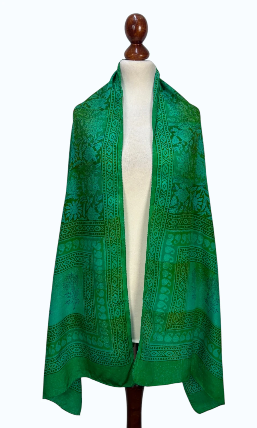 Grüner Benares-Seidenschal für Damen – Schmal | Mohini