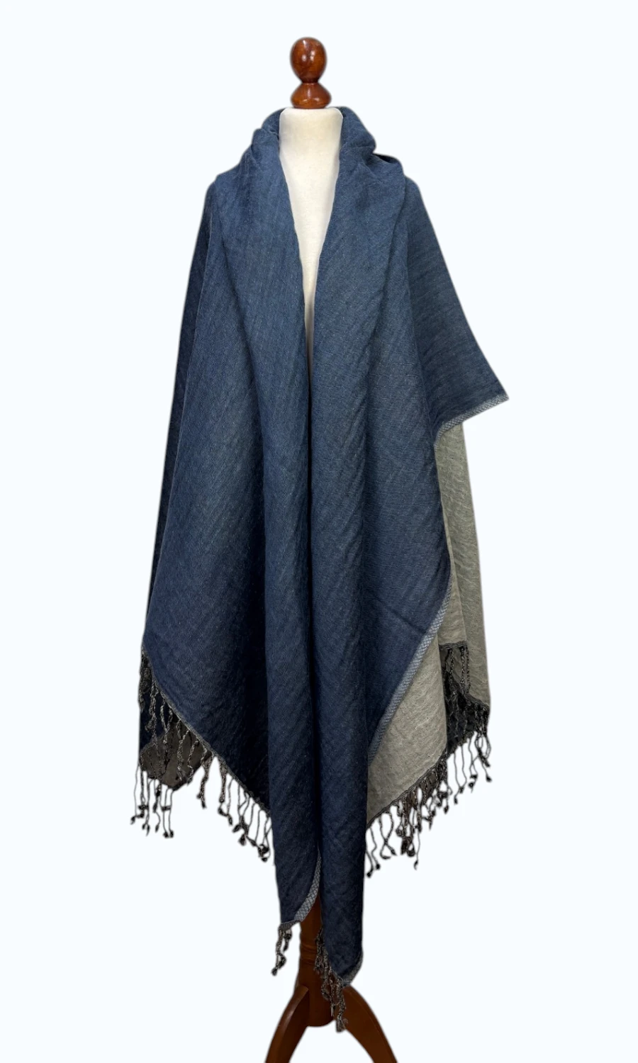 Mohini - Zweifarbiges Cape aus Merinowolle