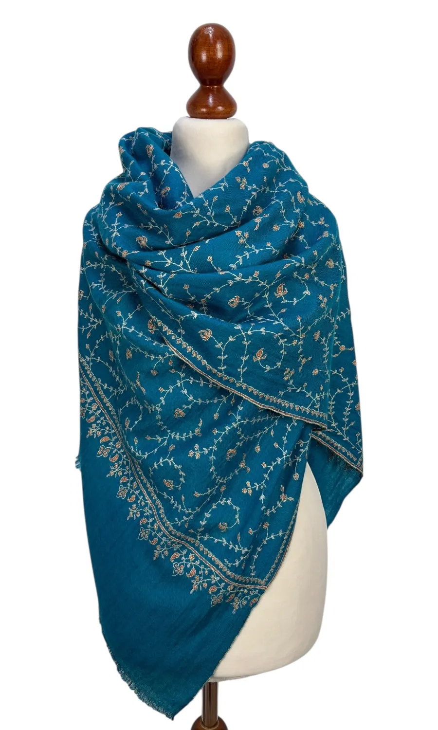 Handbestickter großer Schal aus Pashminawolle - Mohini