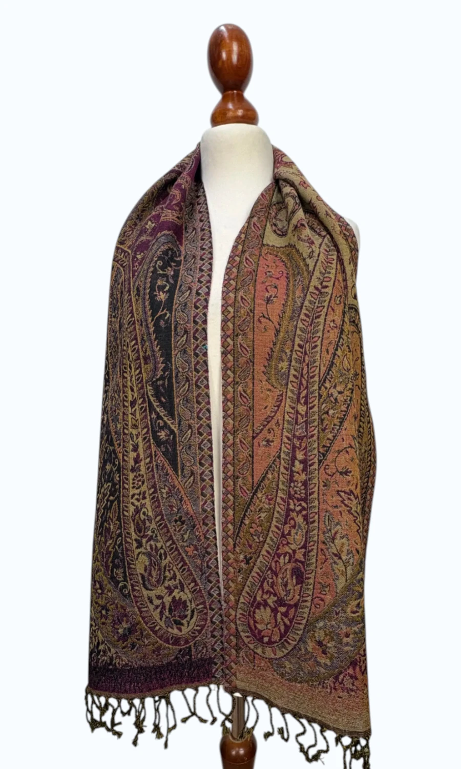 Mohini - schmaler Jamawar Schal aus Merinowolle