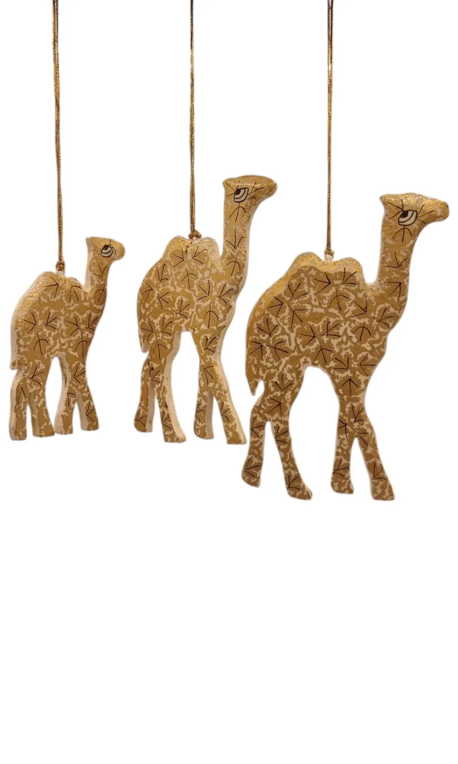 Handbemalte Kamel-Anhänger aus Holz - 3er Set 