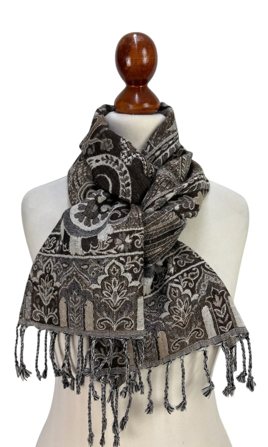 Mohini - schmaler Jamawar Schal aus Merinowolle