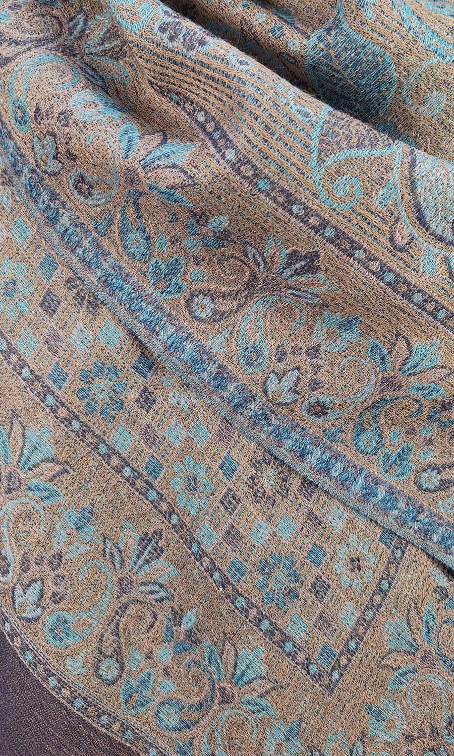 Großer gemusterter Schal aus Wolle und Seide - Mohini - Damen Schal