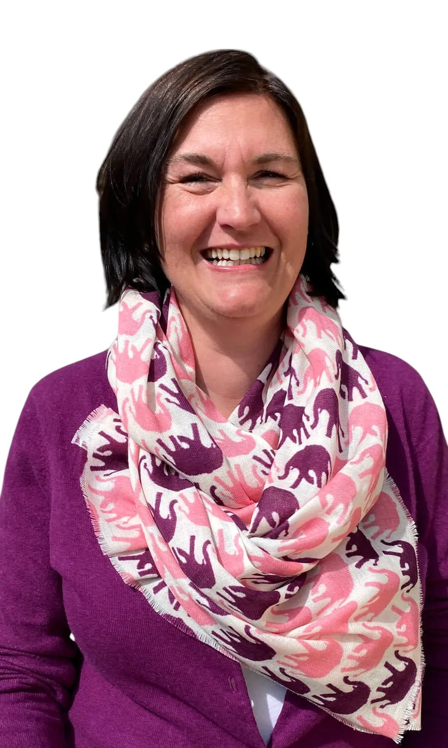 Mohini - großer Merinoschal mit Elefantenmuster