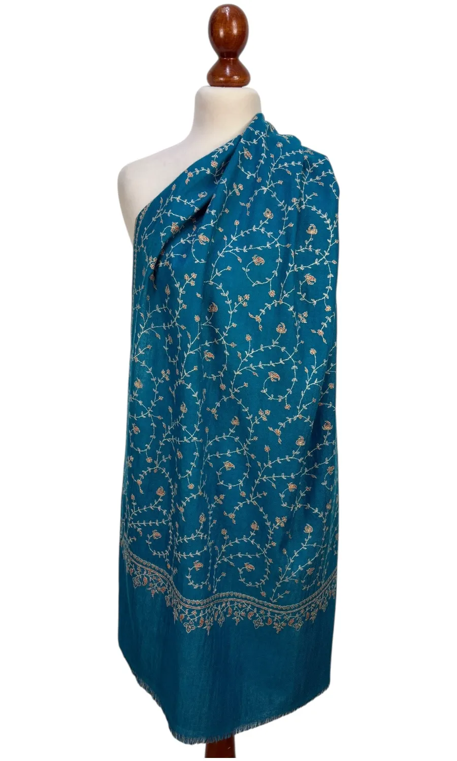 Handbestickter großer Schal aus Pashminawolle - Mohini