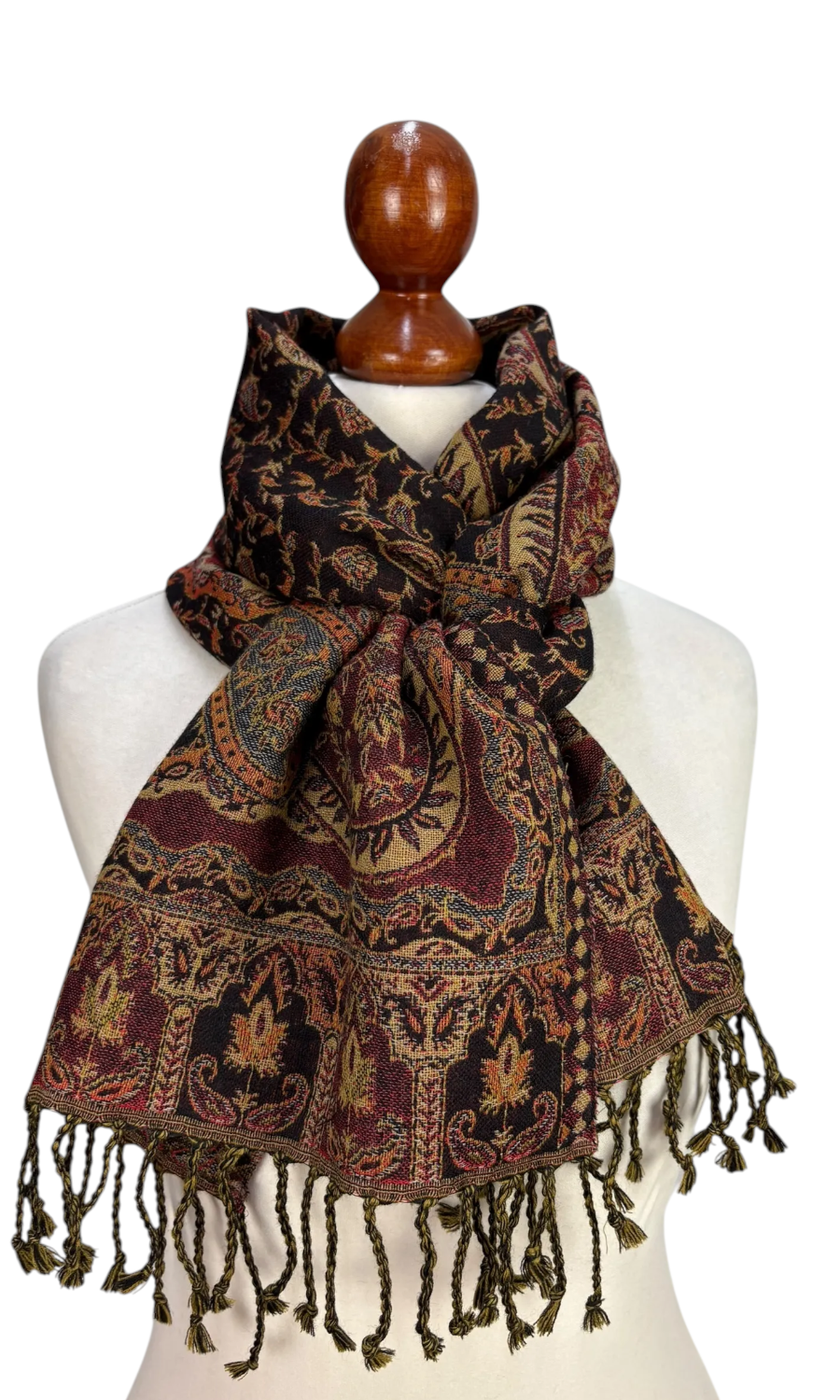 Mohini - schmaler Jamawar Schal aus Merinowolle