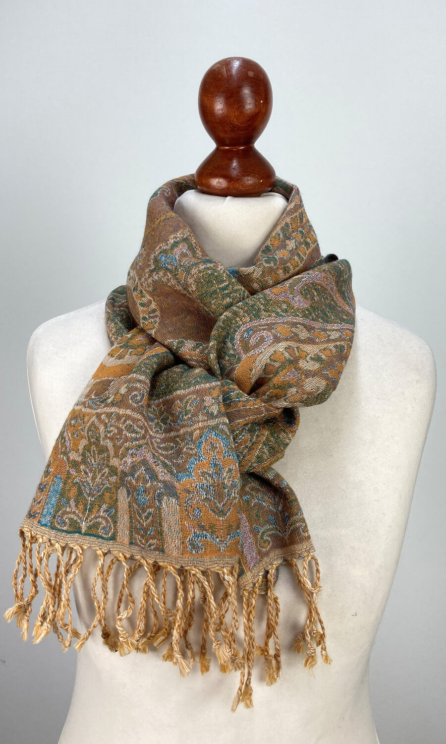 Jadora -  schmaler Jamawar Schal aus Merinowolle