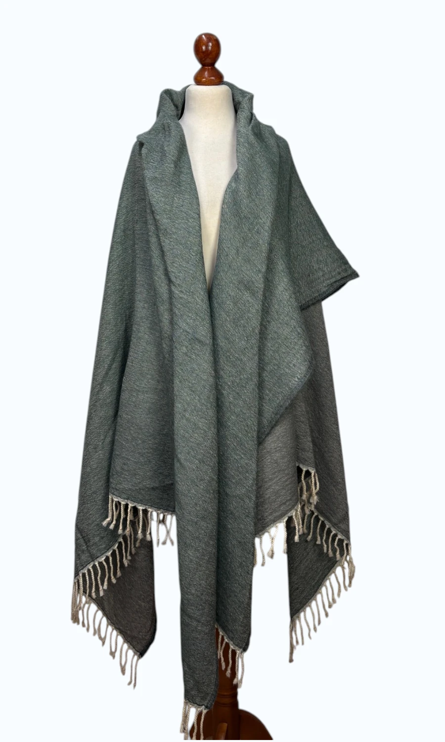 Mohini - Zweifarbiges Cape aus Merinowolle