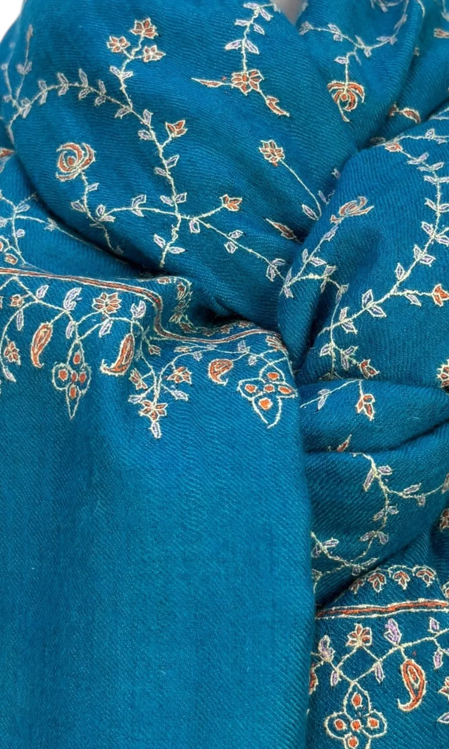 Handbestickter großer Schal aus Pashminawolle - Mohini