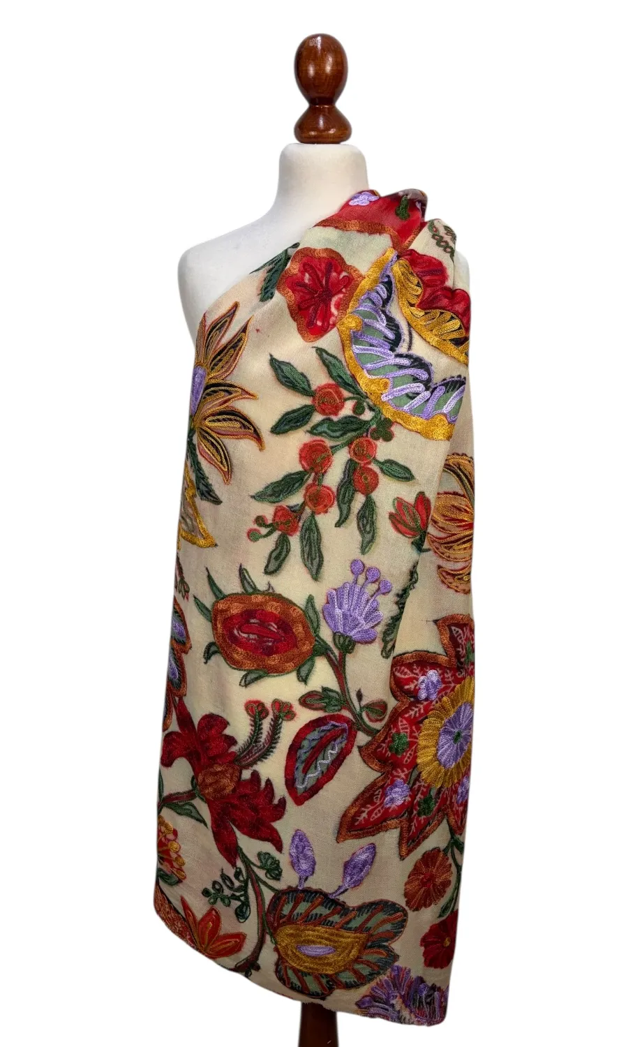 Großer Merinoschal mit Bestickung - Mohini - Elegante Damen Stola