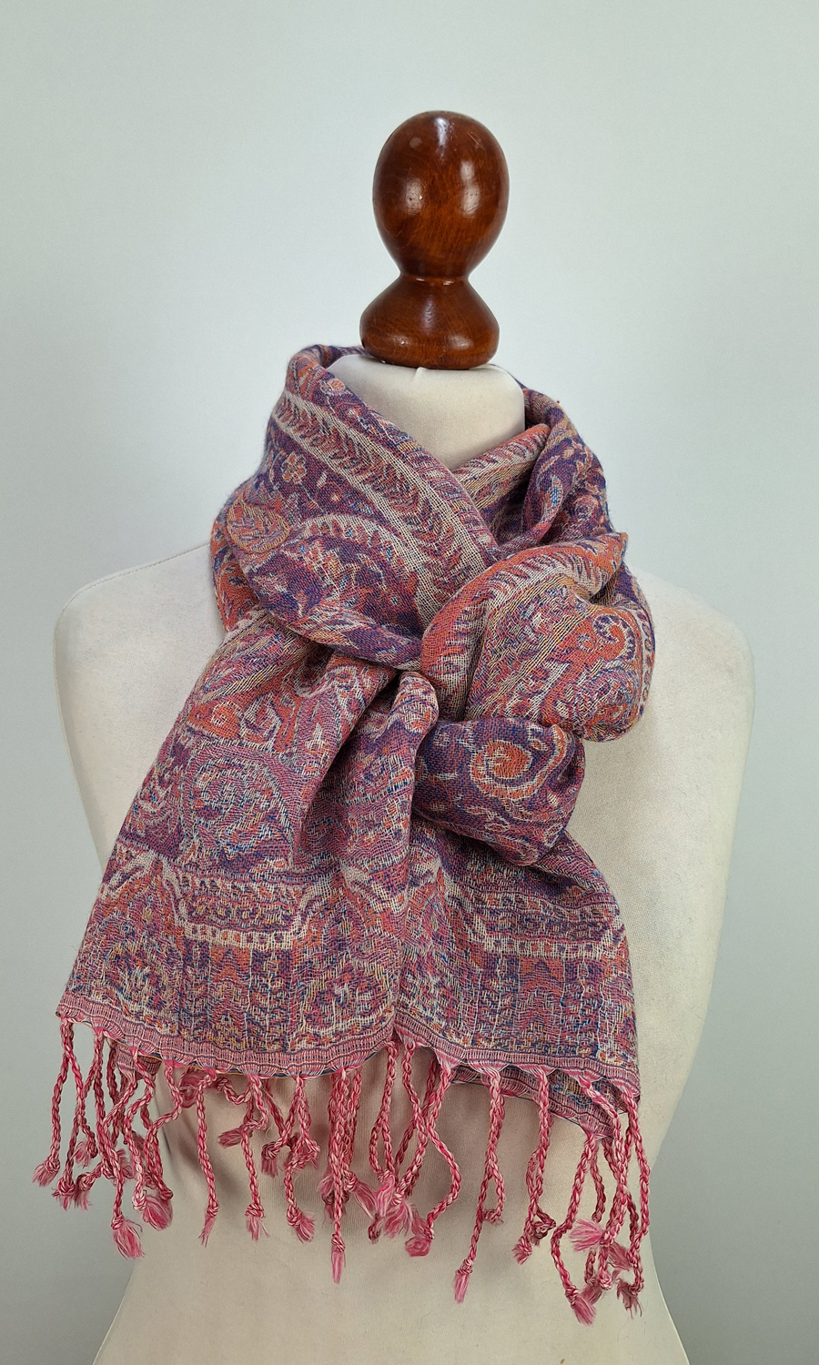 Mohini - schmaler Jamawar Schal  aus Merinowolle 