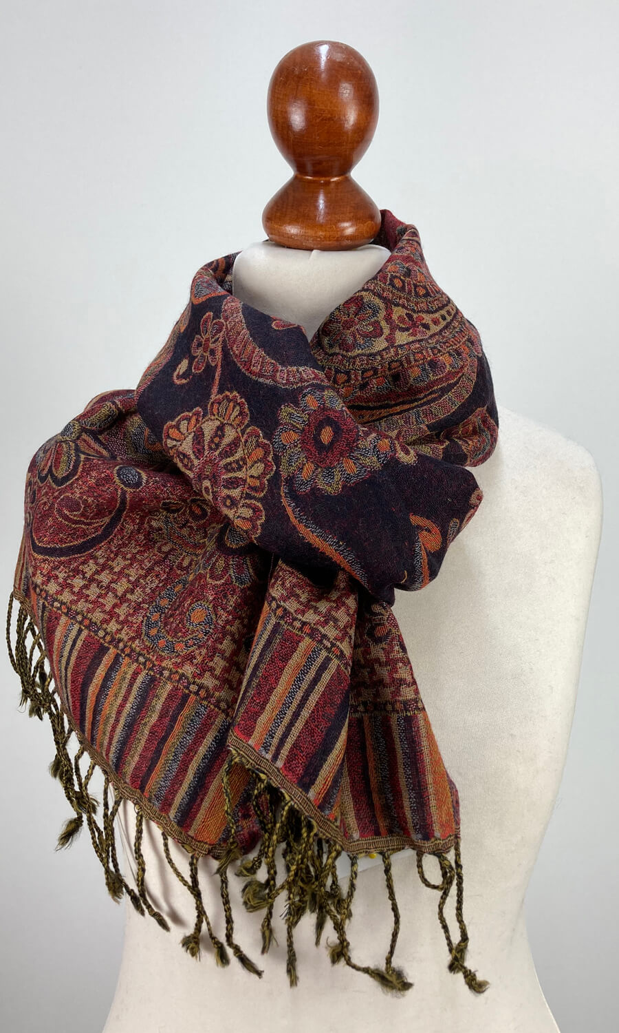 Juma - schmaler Jamawar Schal aus Merinowolle