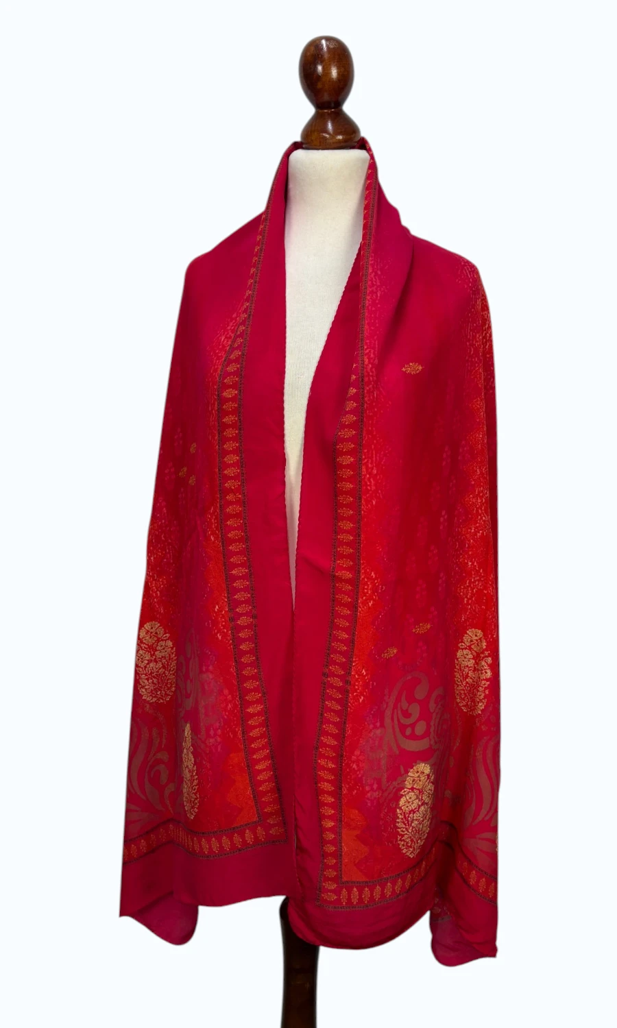 Pinkroter Benares-Seidenschal für Damen – Schmal | Mohini