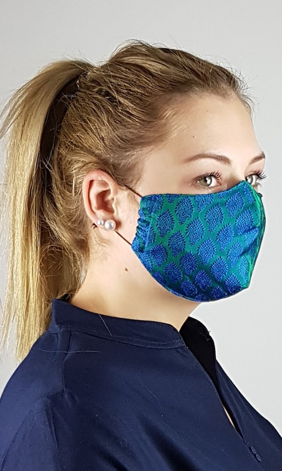 Mohini - Unisex Maske smaragdgrün - blau
