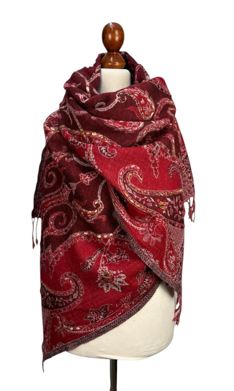 Mohini - großer bestickter Merinoschal