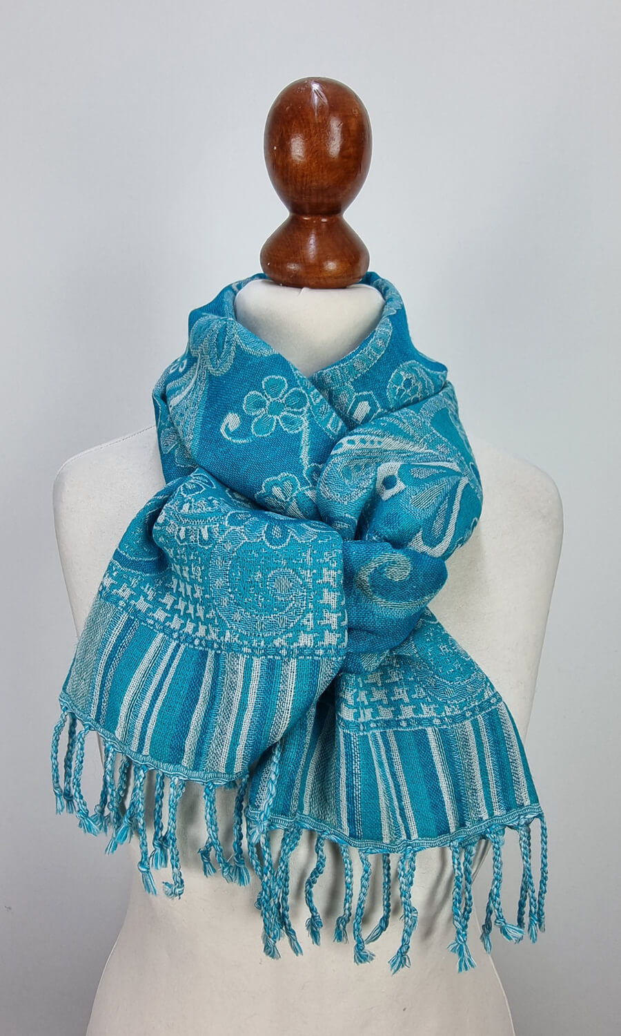 Mohini - schmaler Jamawar Schal aus Merinowolle