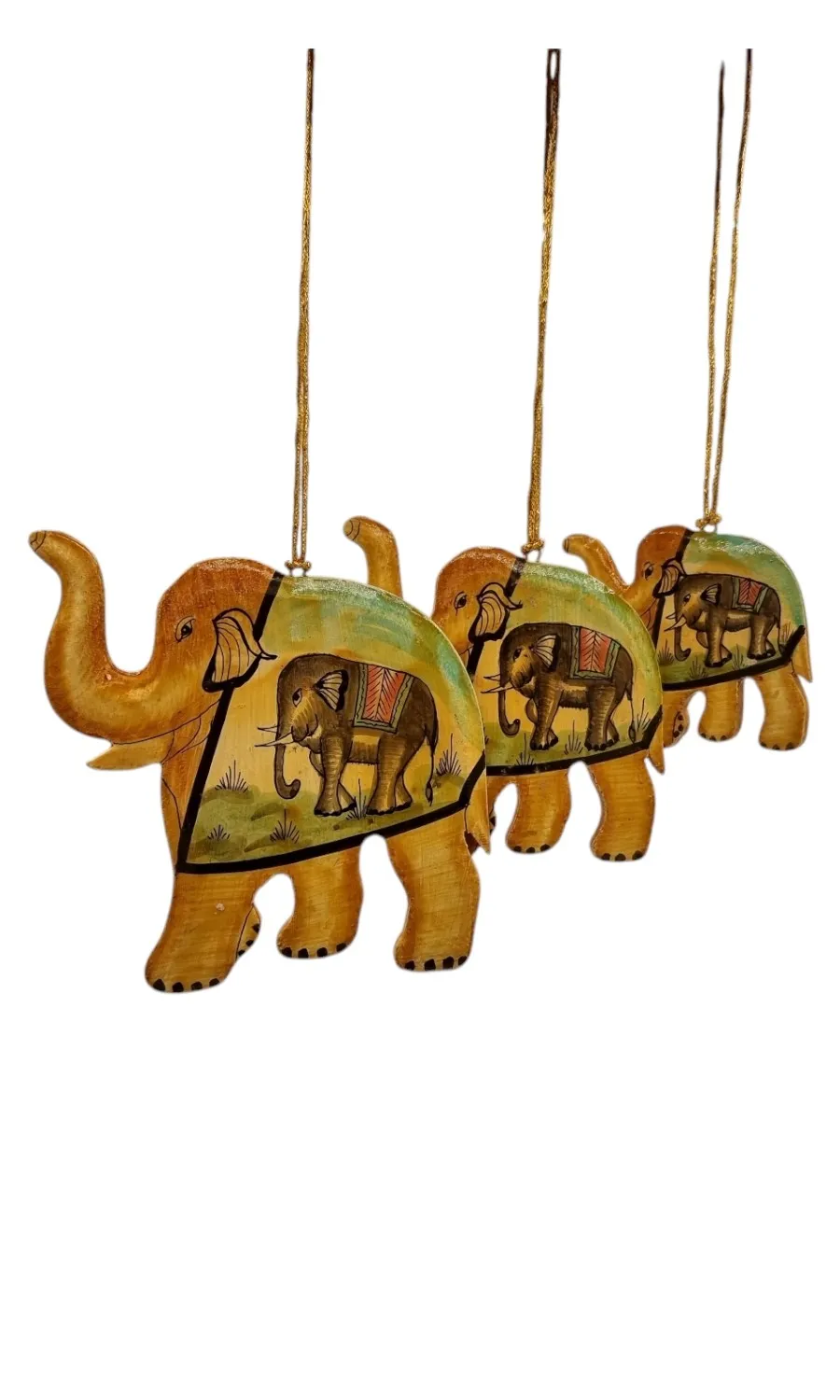 handbemalte Elefanten aus Holzmaché - Set   
