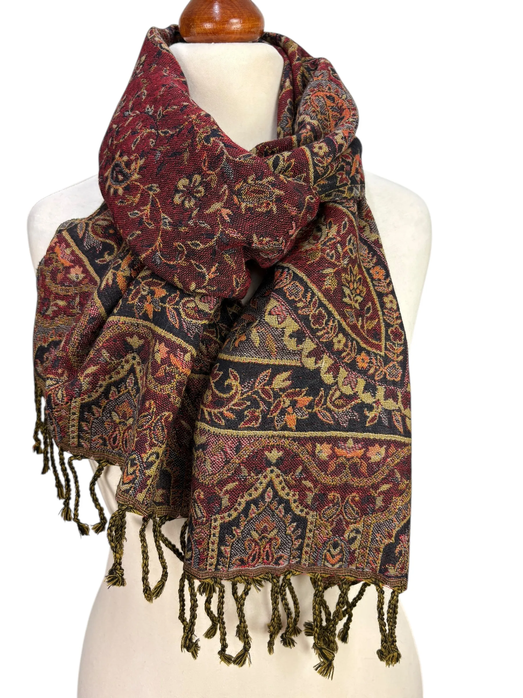 Mohini - schmaler Jamawar Schal aus Merinowolle 