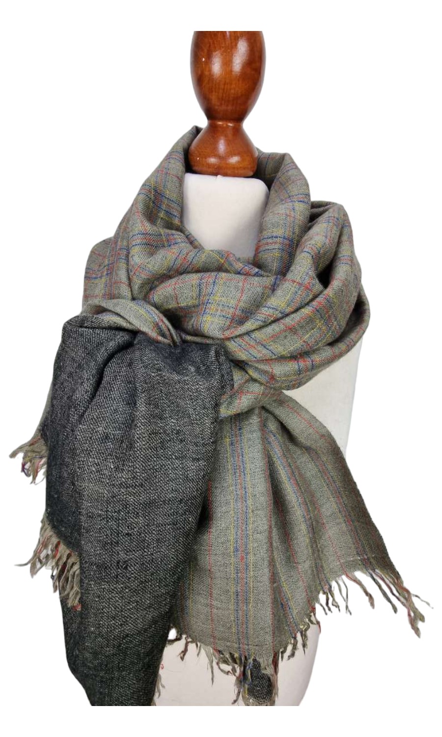 Großer zweifarbiger Schal aus Pashminawolle - Mohini