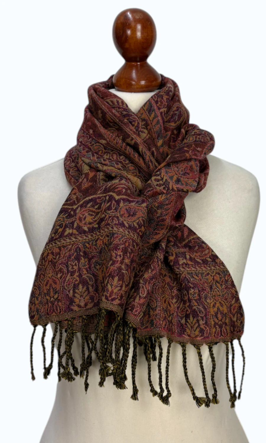 Mohini - schmaler Jamawar Schal aus Merinowolle