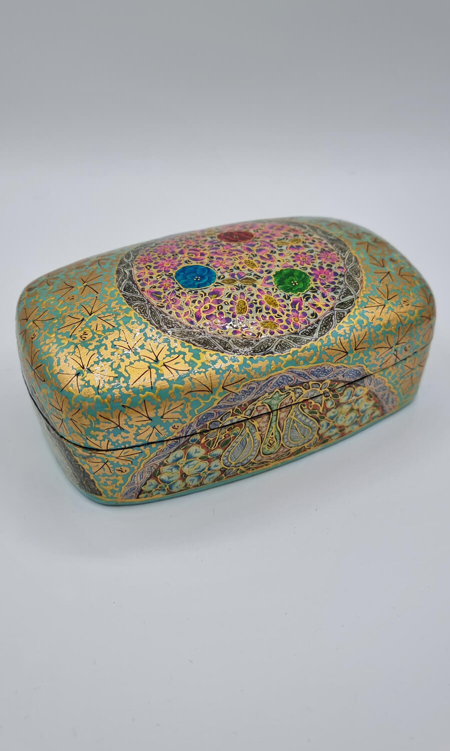 handbemalte Dose aus Papermaché groß 