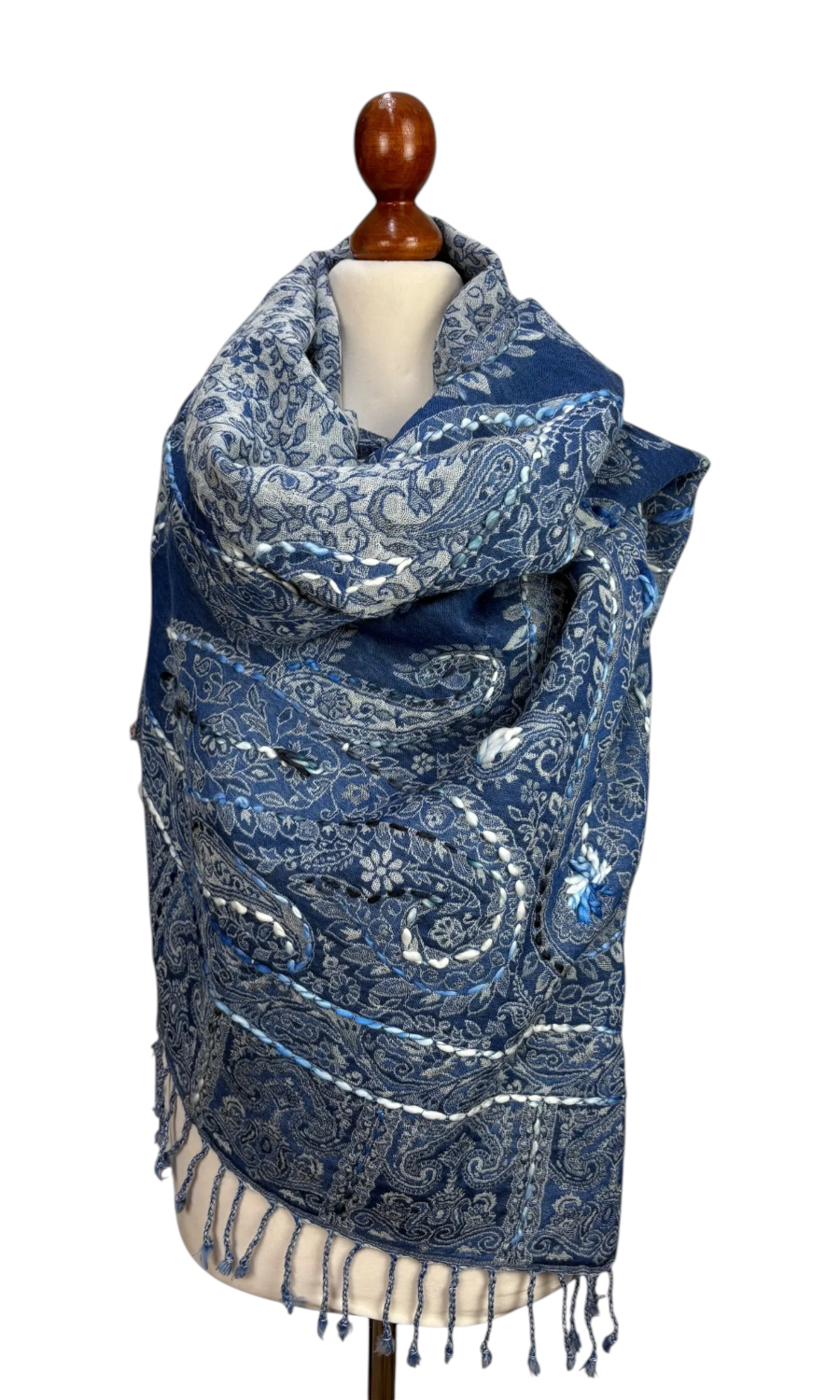 Mohini - großer bestickter Merinoschal