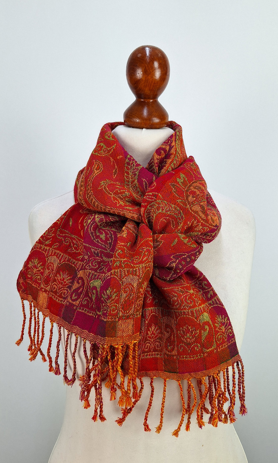 Mohini - schmaler Jamawar Schal  aus Merinowolle 