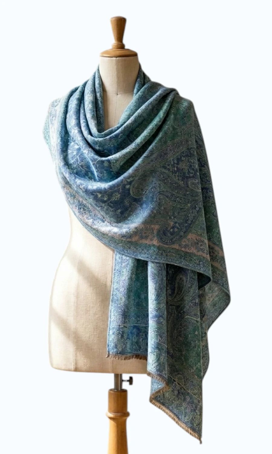 Großer gemusterter Schal aus Wolle und Seide - Mohini - Damen Schal