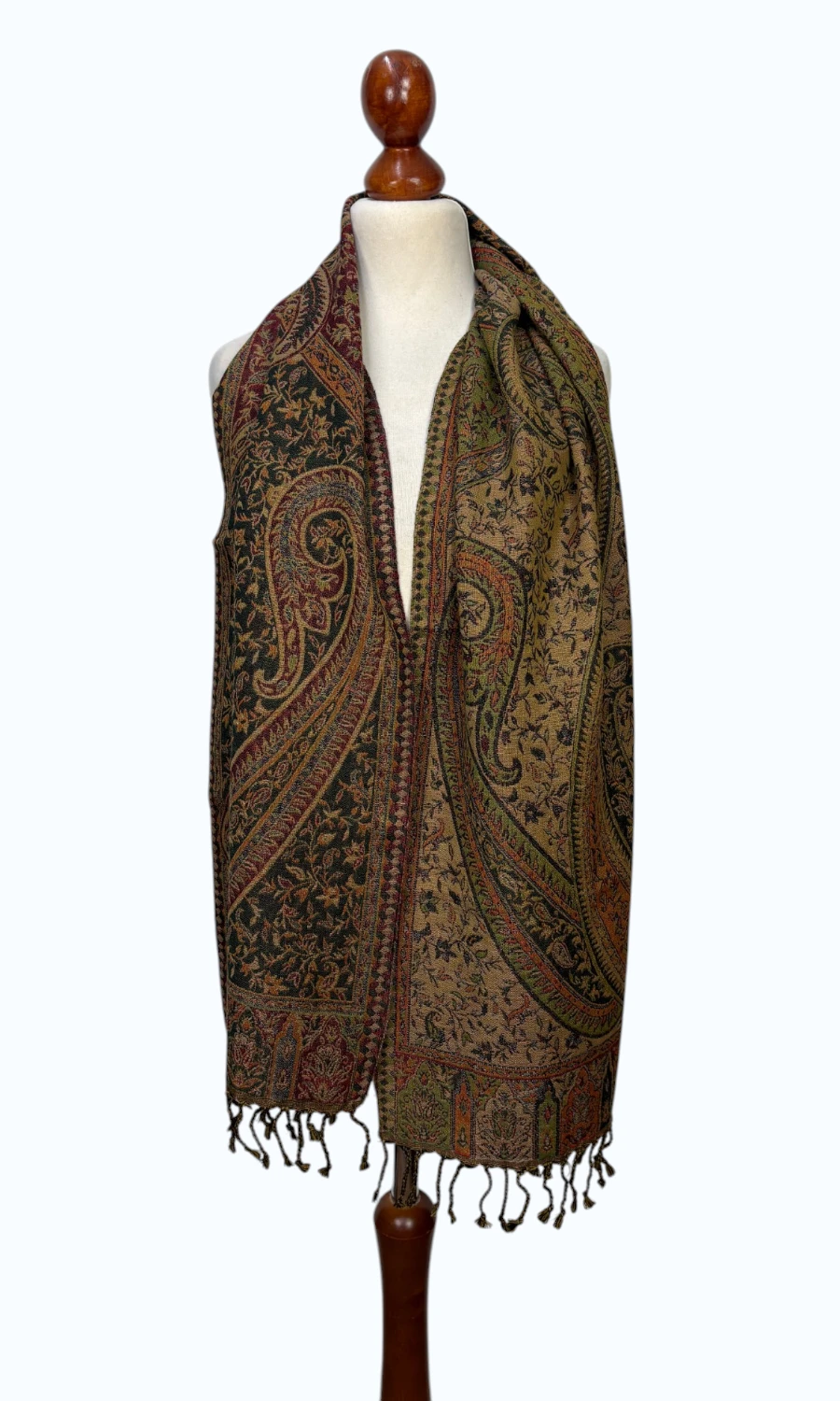 Mohini - schmaler Jamawar Schal aus Merinowolle