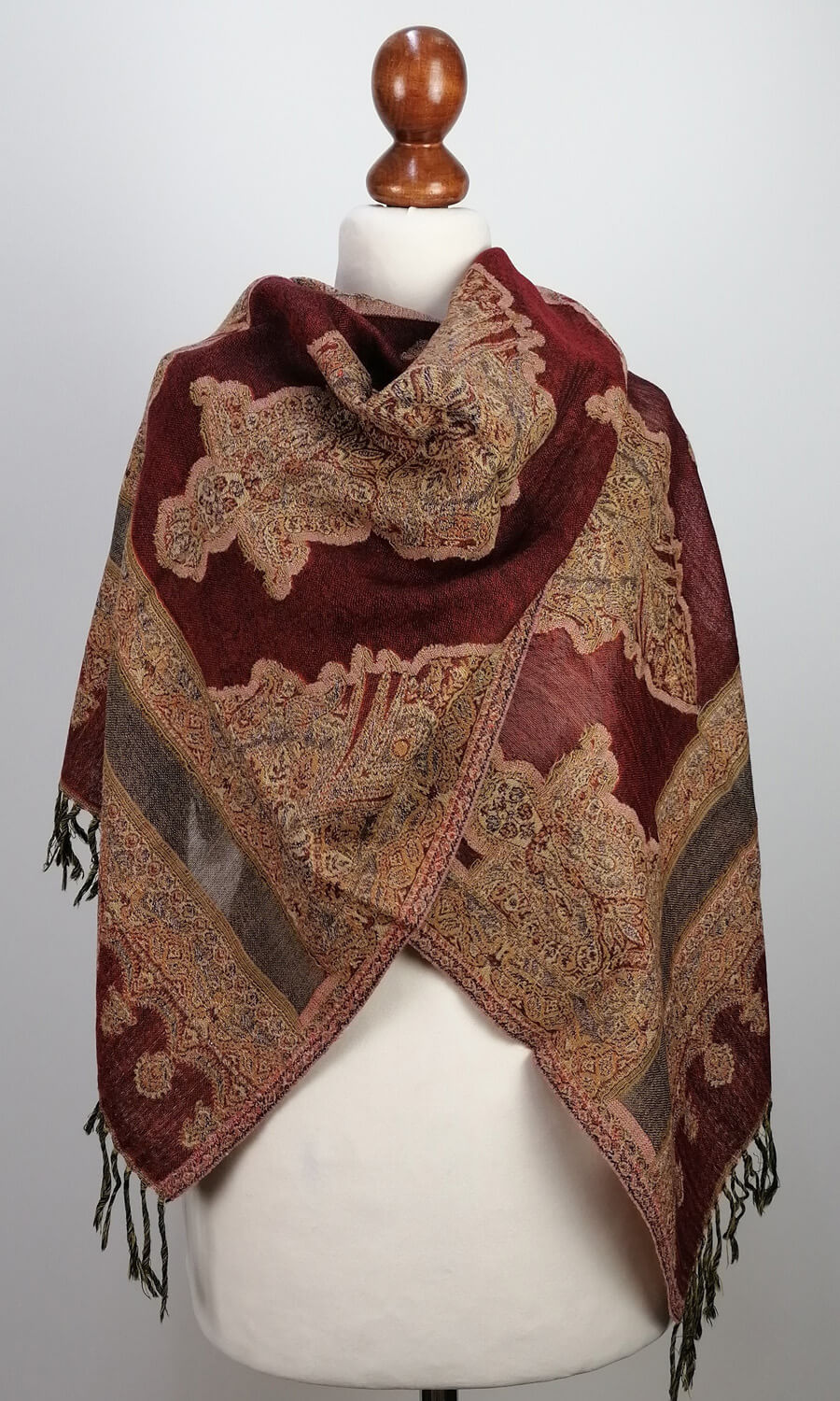 großer eleganter Jamawar Schal  aus Merinowolle großer eleganter Jamawar Schal  aus Merinowolle