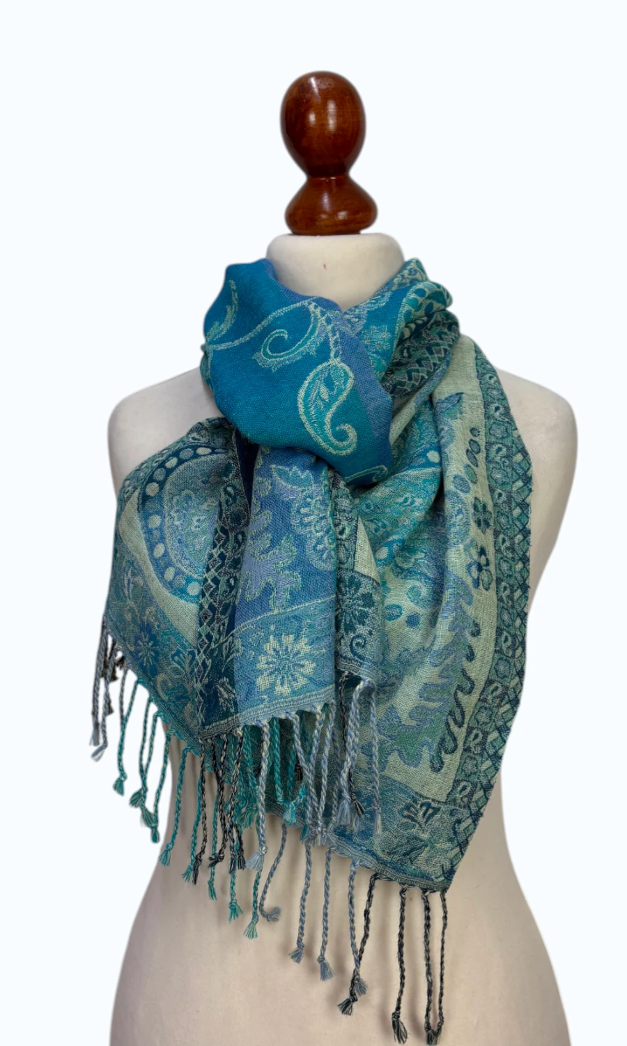 Mohini - schmaler Jamawar Schal aus Merinowolle