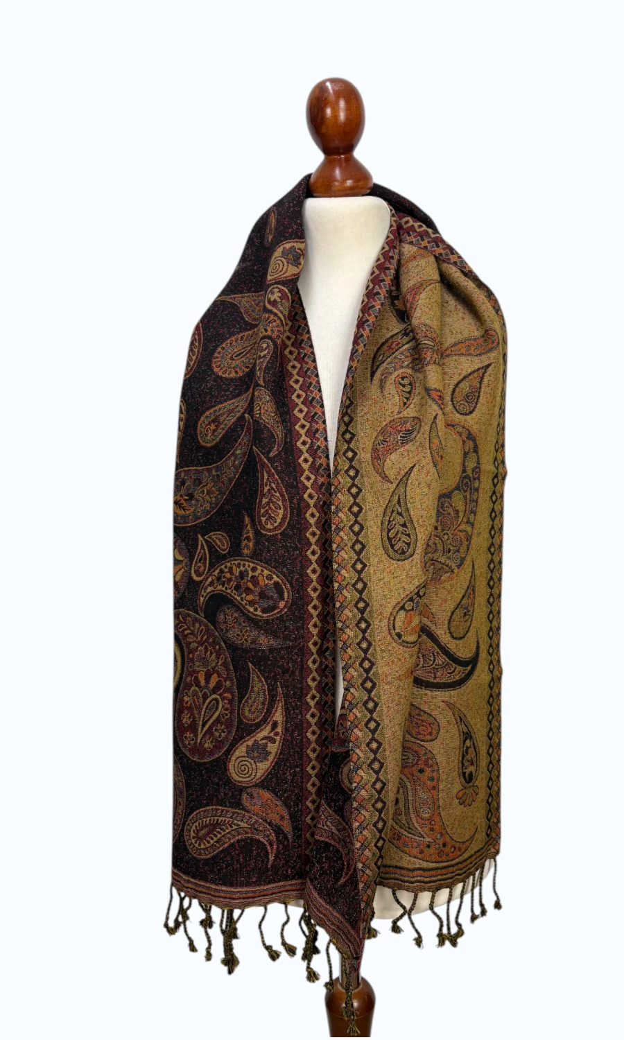 Mohini - schmaler Jamawar Schal aus Merinowolle