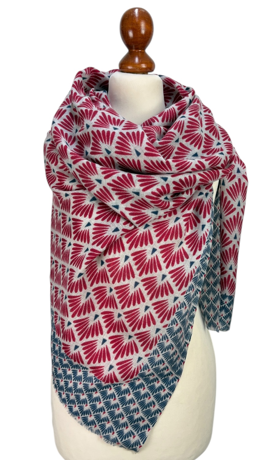 Mohini - großer gemusterter Schal aus Merinowolle