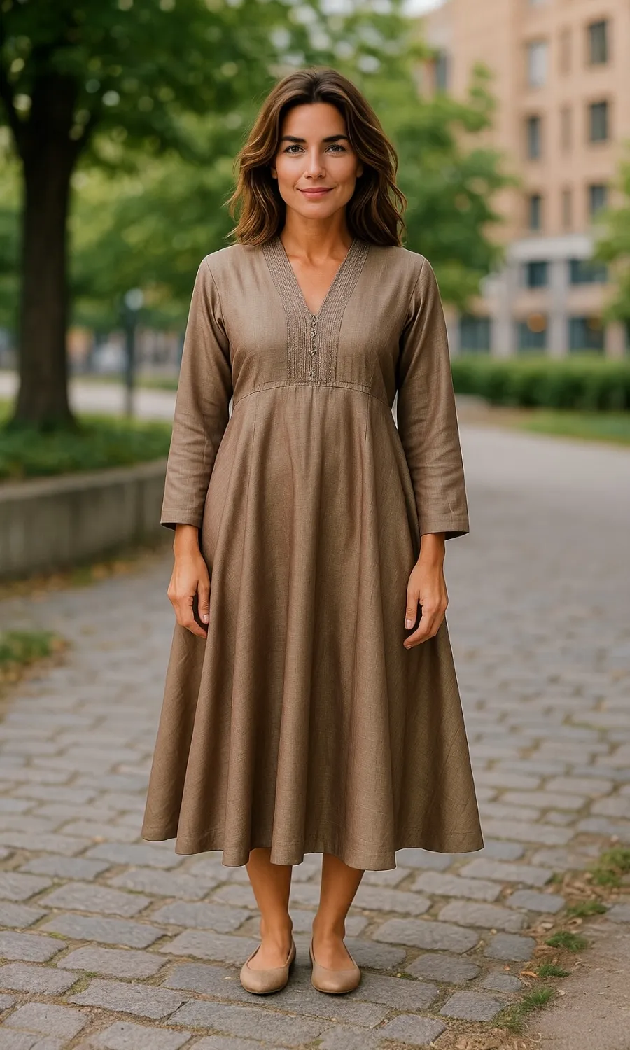 Mohini - langes Kleid aus handgewebter Baumwolle 