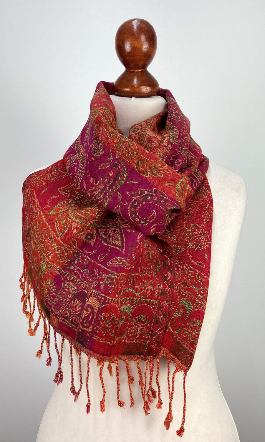 Jolica - schmaler Jamawar Schal aus Merinowolle