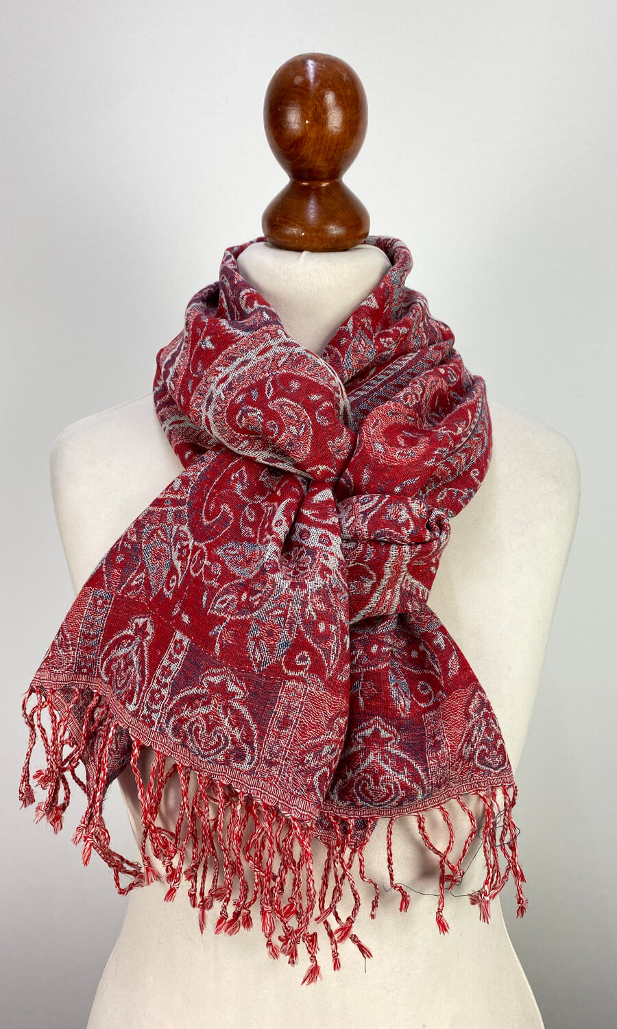 Jelina - schmaler Jamawar Schal aus Merinowolle