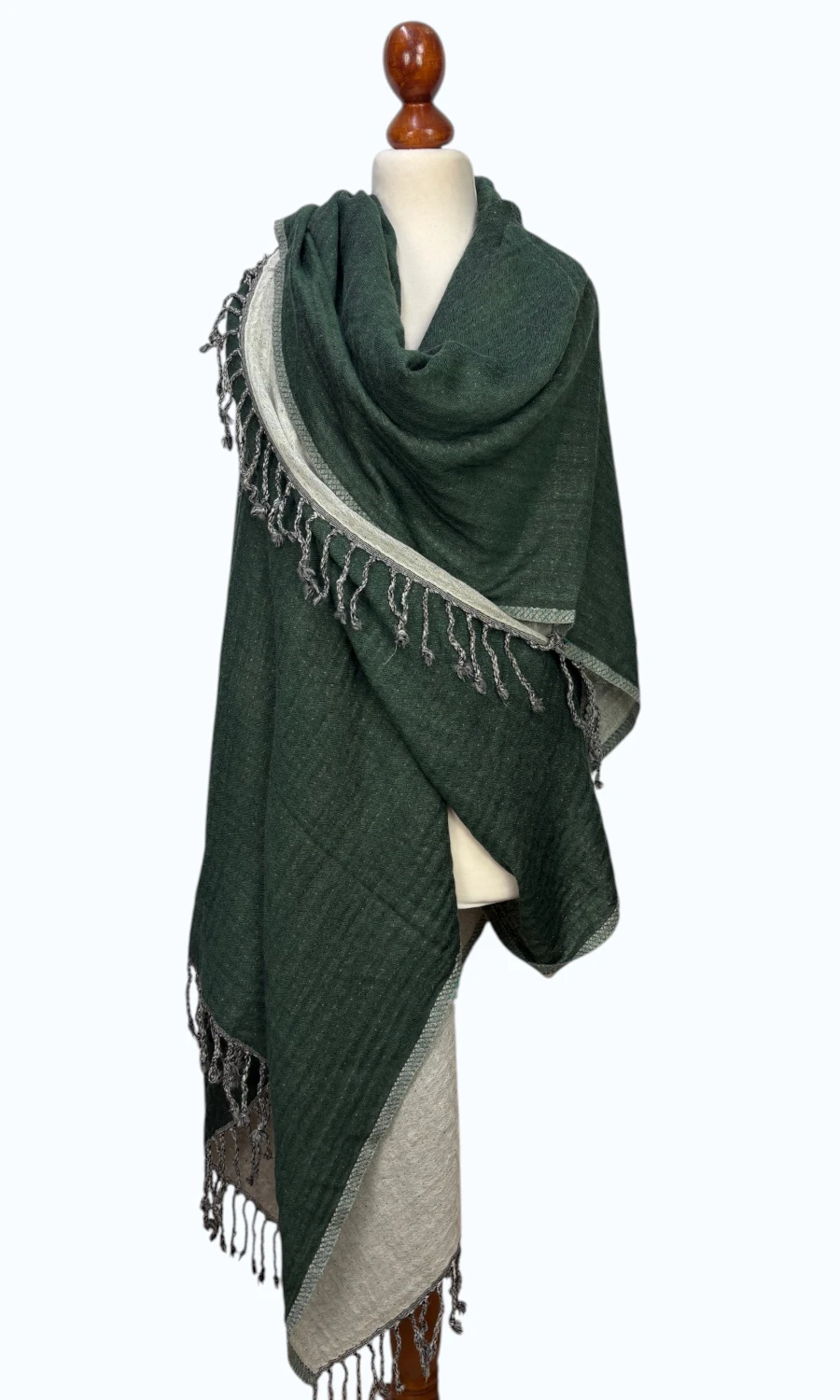 Mohini - Zweifarbiges Cape aus Merinowolle