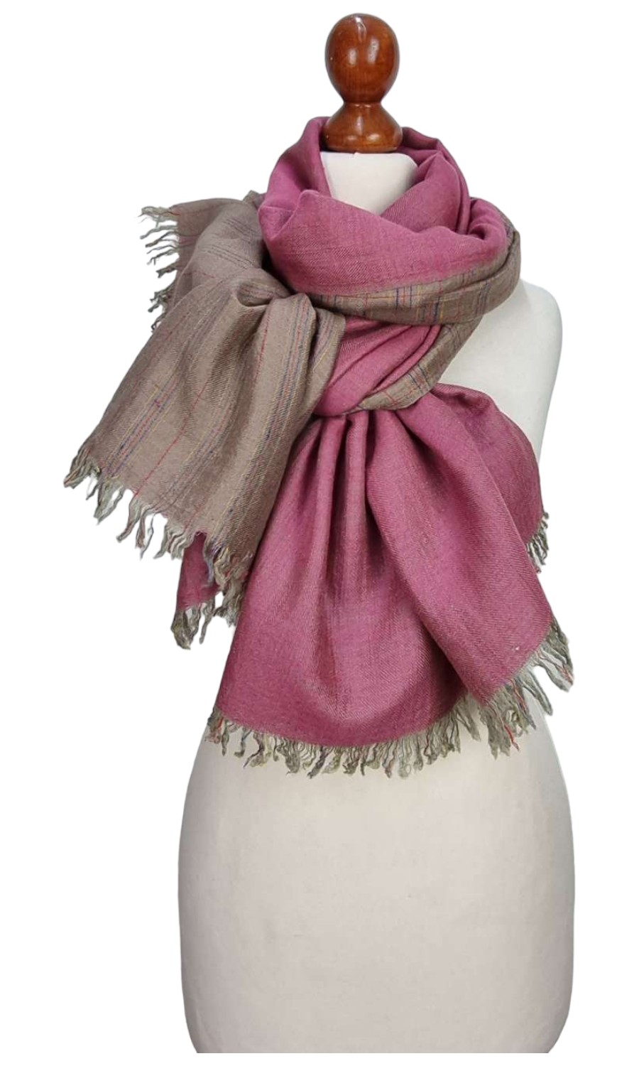 Großer zweifarbiger Schal aus Pashminawolle - Mohini