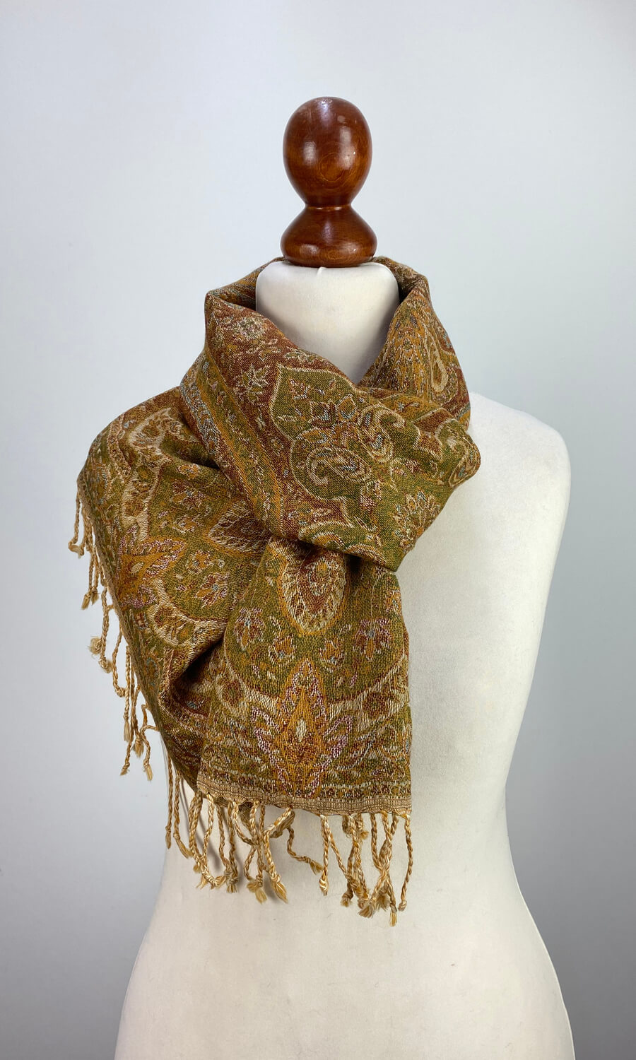 Jeina - schmaler Jamawar Schal aus Merinowolle