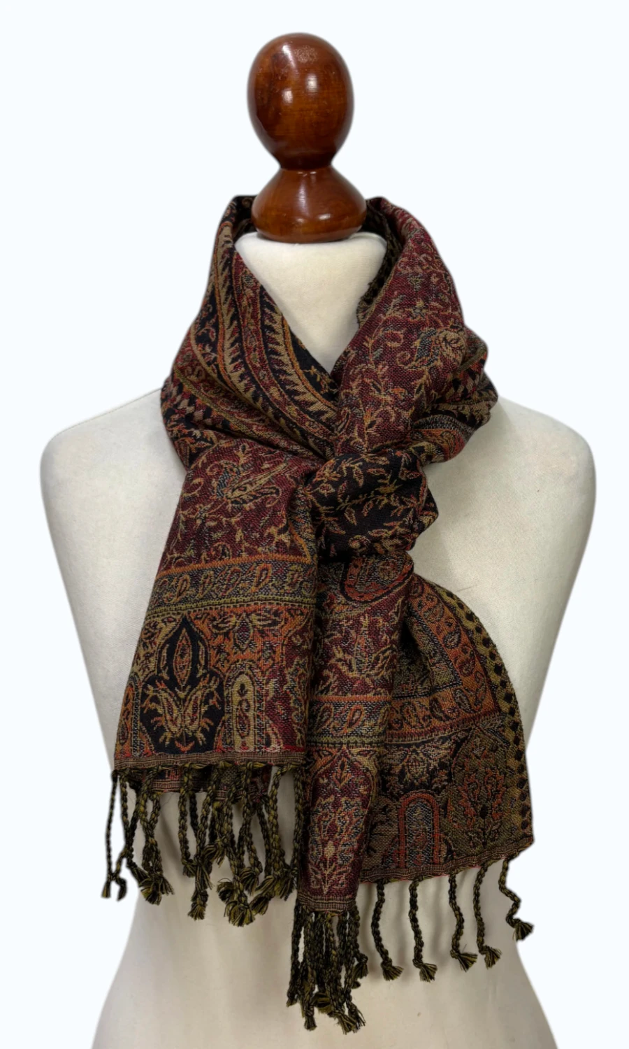 Mohini - schmaler Jamawar Schal aus Merinowolle 