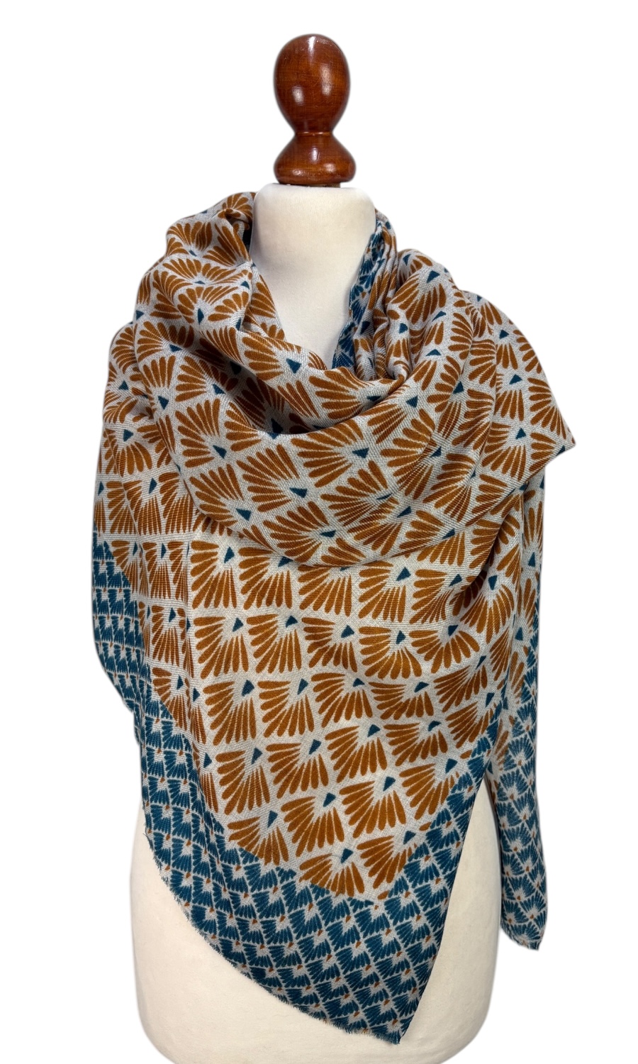 Mohini - großer gemusterter Schal aus Merinowolle 