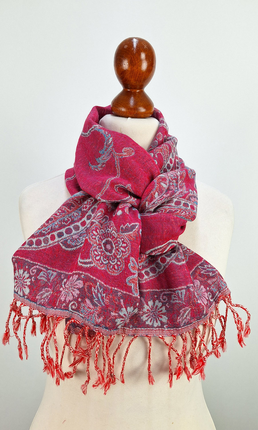Mohini - schmaler Jamawar Schal aus Merinowolle