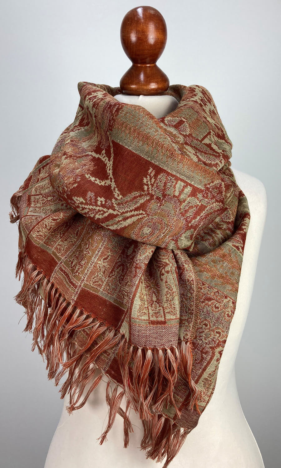elegante Jamawar Semi Stola aus Merinowolle