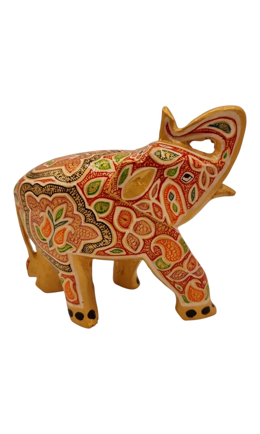 handbemalter Elefant aus Holzmaché 