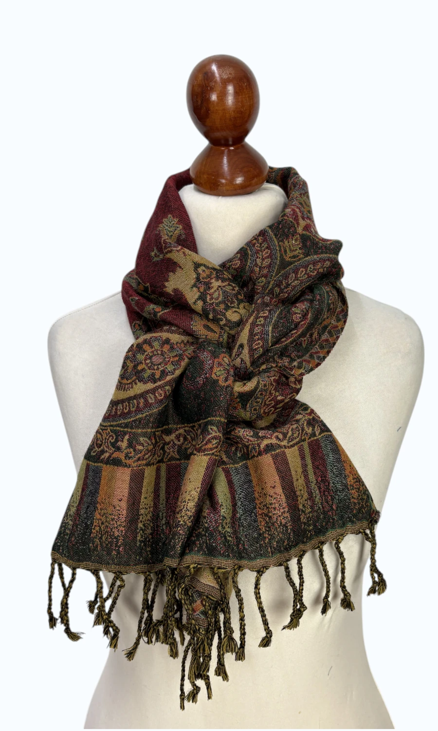 Mohini - schmaler Jamawar Schal aus Merinowolle