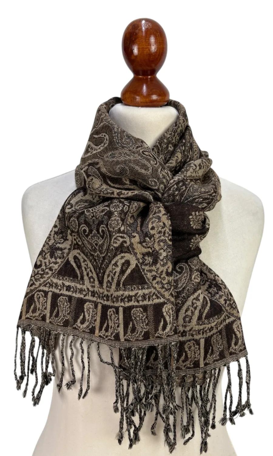 Mohini - schmaler Jamawar Schal aus Merinowolle