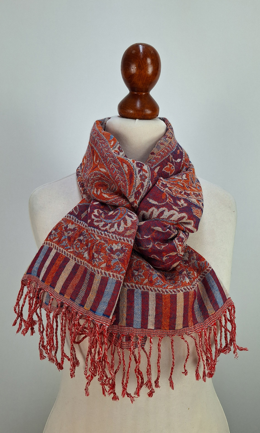 Julissa- schmaler Jamawar Schal  aus Merinowolle 
