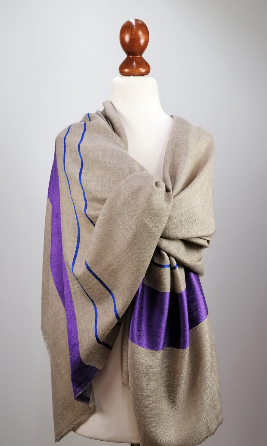 Classic Design Teal -großer  Schal aus feiner Kaschmirwolle